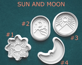 Sun and Moon Cookie Cutter ~ Sunny Sky ~ Night Sky ~ Crescent Moon Cutter ~ Sun Polymer Clay Cutter ~ Outdoors ~ Weather ~ Unique Cutters