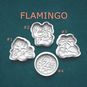 Flamingo Cookie Cutter and Stamp ~ Monstera Leaf Embosser ~ Tropical Flower Cutter ~ Hawaiian Cookie Cutter ~ Luau