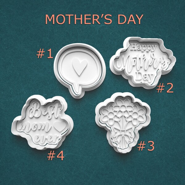 Mother's Day Clay Stamps ~ Mother's Day Cookie Cutters ~ Happy Mother's Day Cookie Clay Cutter ~ Flower Bouquet Cutter ~ Mother's Day Gifts