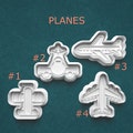 Airplane Polymer Clay Cutters ~ 3D Printed Cookie Cutters ~ Biplane ~ Jet ~ Passenger Plane Cookie Cutter ~ Planes ~ Travel Cookie Cutters