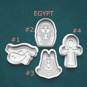 Ancient Egypt Polymer Clay Cutters ~ Archeology Cookie Cutters ~ Ankh ~ Eye of Horus ~ Anubis ~ Pharaoh ~ Egyptian Mythology ~ Clay Stamps