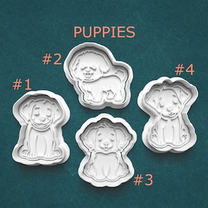 Puppies Cookie Cutter ~ Polymer Clay Cutters ~ Cookie Cutter with Stamp ~ Clay Stamp ~ Gifts for Dog Lovers ~ Gifts for Dog Owners