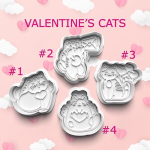 Valentine&#39;s Day Cat Cutters ~ Heart Balloon Cats Cookie Molds ~ Cat Fondant Cutters ~ Winged Cat Cookie Cutter ~ Sugar Cookies ~ Gifts