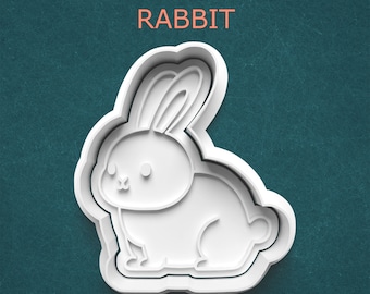 Rabbit Cookie Cutter ~ Bunny Cookie Cutter ~ Cookie Stamp ~ Clay Stamp ~ Polymer Clay Cutter ~ Sugar Cookie ~ Baking Supplies ~ Easter Gifts