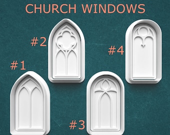 Church Window Cutters ~ Stained Glass Window Cookie Cutters ~ Gothic Church Window ~ Cookie Decorating ~ Cookie Art ~ Clay Craft Supplies