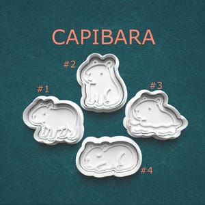 Capybara Cookie Cutter and Stamp Set – Cute Capybara in Water, Sleeping, and Sitting Molds for Cookies, Fondant, Clay, and Pottery