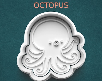 Octopus Cookie Cutter ~ Polymer Clay Cutter ~ Clay Stamp ~ Cookie Stamp ~ Cute Octopus Cutter ~ Cookie Mold ~ Clay Jewelry Cutter