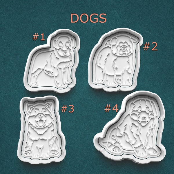 Dog Cookie Cutters and Stamps ~ Dog Polymer Clay Cutters ~ Gifts for Dog Lovers ~ Akita Inu Cutter ~ Alaska Malamute Cutter