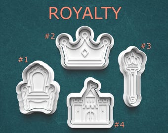 Royal Cookie Cutter Set – Throne, Crown, Scepter and Castle Shapes – Cutters for Cookies, Pottery, Polymer Clay, and Crafts