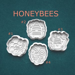 Honeybee Cookie Cutter Set – Beehive, Jar, Flowers & Hexagons – Fondant Cutters for Cookies, Polymer Clay Jewelry, Baking, and Crafts