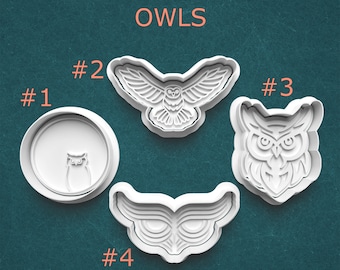 Owl Polymer Clay Cutters ~ Owl Moon Cookie Cutter ~ Owl Head Cutters ~ Detailed Cutters ~ Owl Mask Cutter ~ Kitchen Gifts ~ Animal Cutters