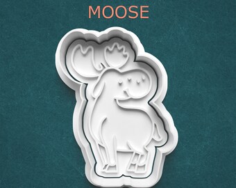 Moose Cookie Cutter ~ Wild Animal ~ Cute Moose ~ Polymer Clay Cutter ~ Alaska ~ Clay Stamp ~ Cookie Stamp ~ Cookie Mold ~ Fondant Cutter