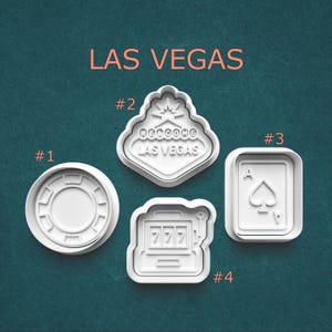 Las Vegas Cookie Cutter Set, Casino Night Poker Chip and Slot Machine Polymer Clay Cutters, Fun Party Baking and Craft Tools/Pottery Stamp