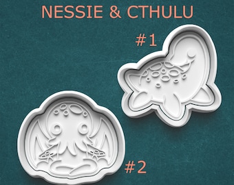 Cryptid Clay Stamps ~ Loch Ness Monster Cookie Cutter ~ Cthulu Clay Press ~ Cute Cryptid Gifts ~ Kraken Cookie Cutter ~ Nessie Cookie Cutter