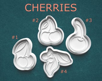 Cherry Cookie Cutter Set, Fruit Themed Fondant Stamp, Cute Cherry Baking Tool, Summer Dessert Party, Pastry Cutter for Cake Decoration, Clay