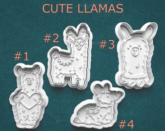 Llama Clay Cutters ~ Cute Animal Cookie Cutter ~ Farm Animal Cutter ~ Llama Heart Cookie Cutter ~ Sugar Cookies ~ Polymer Clay Cutters