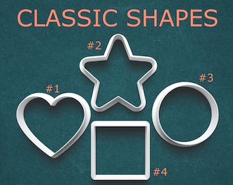 Classic Shape Cookie Cutter Set – Heart, Star, Circle and Square – Cutters for Cookies, Pottery, Polymer Clay, and Crafts