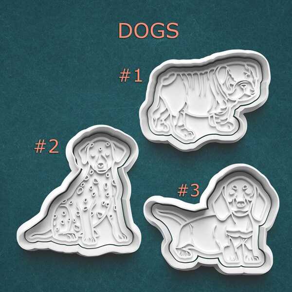 Dog Cookie Cutters and Stamps ~ Dog Polymer Clay Cutters ~ Gifts for Dog Lovers ~ English Bulldog ~ Dalmatian Cookie Cutter ~ Dachshund