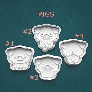 Cute Pig Cookie Cutters ~ Baby Pig Cutters ~ Piglet Polymer Clay Cutters ~ Pig Butt ~ Farm Animals ~ Waving Pig ~ Heart Eye Pig ~ Pig Gifts
