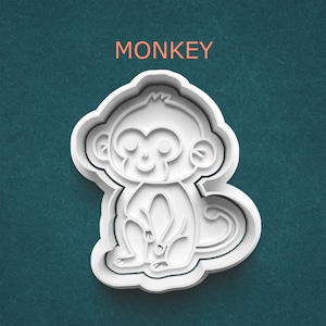 Monkey Cookie Cutter ~ Monkey Clay Cutter ~ Polymer Clay Cutter ~ Clay Press Stamp ~ Zoo Animal Cutter ~ Cute Monkey ~ Primate ~ Kids Party