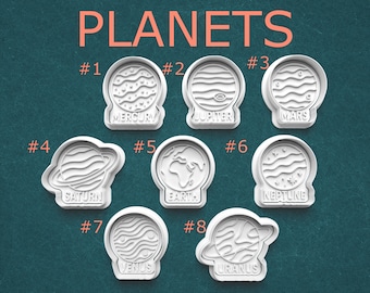 Planet Cookie Cutters Set ~ Solar System Planets ~ Mercury Venus Earth Mars Jupiter Saturn Uranus Neptune ~ Polymer Clay Cutter Set