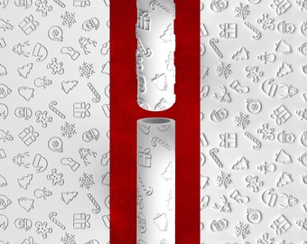 Christmas Textured Roller – Embossed & Debossed Options for Fondant, Clay, Royal Icing | Holiday Icons Roller for Crafts, Baking, and Art