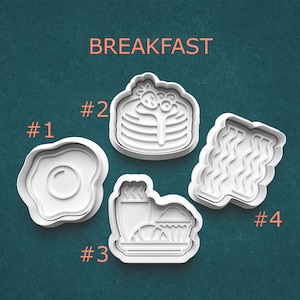 Breakfast Cookie Cutters ~ Clay Food Cutters ~ Fake Food ~ Bacon ~ Eggs ~ Pancakes ~ Breakfast in Bed Cookie Cutter ~ Food Cookie Cutters