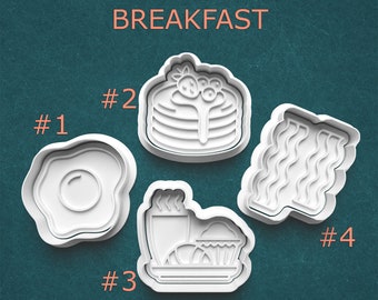 Breakfast Cookie Cutters ~ Clay Food Cutters ~ Fake Food ~ Bacon ~ Eggs ~ Pancakes ~ Breakfast in Bed Cookie Cutter ~ Food Cookie Cutters