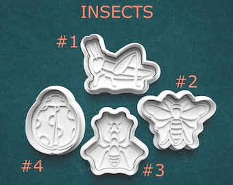 Insect Cookie Cutters Clay Stamp ~ Ladybug Cookie Cutter ~ Grasshopper Cricket Clay Press ~ Bee Fondant Cutter ~ Ant Cookie Cutter ~ Bugs