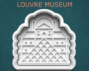 Louvre Cookie Cutter ~ Paris Cookie Cutter with Stamp ~ Polymer Clay Cutter with Stamp ~ Travel Cookie Cutter ~ Landmarks ~ Louvre Pyramid