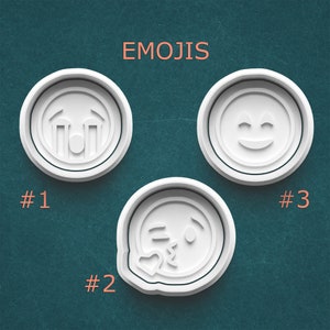 Emoji Cookie Cutters ~ Smiley Face Clay Cutters ~ Polymer Clay Cookie Cutters ~Crying Emoji ~ Kissing Emoji ~ Kitchen Gifts ~ Cookie Mold