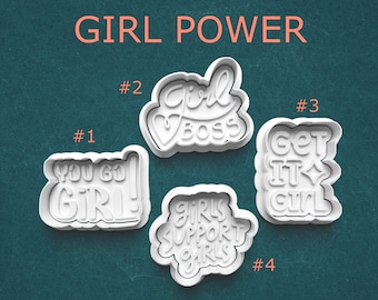 Girl Power Cookie Cutter Set – You Go Girl, Girl Boss, Get It Girl, Girls Support Girls – Feminist Baking, Fondant, Pottery, Polymer Clay