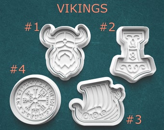 Viking Cookie & Clay Cutters ~ Vegvisir Cookie Cutter ~ Viking Ship Cookie Cutter ~ Viking Hammer Cookie Cutter ~ Nordic Cookie Cutters