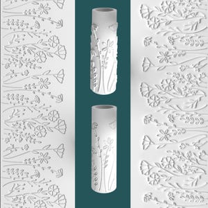 Wildflower Floral Texture Roller – Botanical Embossing Tool for Clay, Cookie Dough, Fondant, and Crafts – Nature Inspired Pattern Design