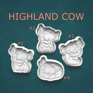 Highland Cow Cookie Cutter Set, Cute Cow Fondant Stamp, Farm Animal Baking Tool, Rustic Country Themed Cookie Stamp, Pastry/Clay Cutter