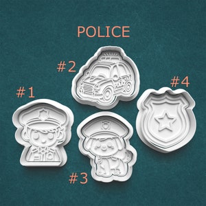 Police Cookie Cutters ~ Cop Clay Cutters ~ Police Car Cutter ~ Police Dog Cookie Cutter ~ Police Badge Clay Stamp ~ Police Officer ~ Crime