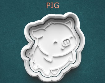 Pig Cookie Cutter ~ Cookie Stamp ~ Cookie Mold ~ Clay Stamp ~ Clay Press ~ Cute Pig ~ Farm Animal Cookie Cutter ~ Baking Supplies
