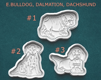 Dog Cookie Cutters and Stamps ~ Dog Polymer Clay Cutters ~ Gifts for Dog Lovers ~ English Bulldog ~ Dalmatian Cookie Cutter ~ Dachshund