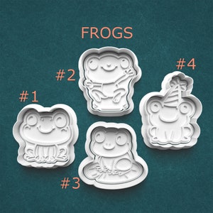 Cute Frog Cookie Cutters ~ Happy Frogs ~ Smiling Frogs ~ Baking Supplies ~ Polymer Clay Cutters ~ Clay Stamps ~ Cookie Cutters with Press