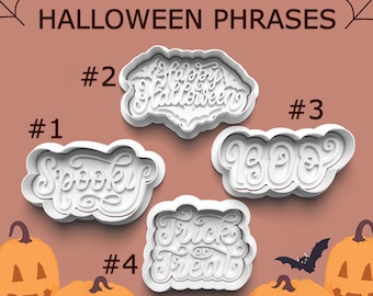 Halloween Phrases ~ Happy Halloween ~ Trick Or Treat ~ Boo ~ Spooky ~ Halloween Cutters ~ Fall Cutters ~ Writing Cutters ~ Cookie Molds