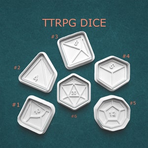 TTRPG Dice Cookie and Clay Cutters ~ RPG Dice Cookie Cutters ~ Roleplaying Dice ~ Fantasy Dice ~ Worldbuilding Dice ~ Multi-Sided Dice