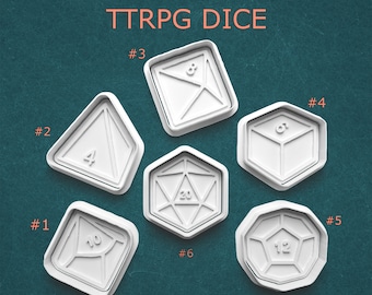 TTRPG Dice Cookie and Clay Cutters ~ RPG Dice Cookie Cutters ~ Roleplaying Dice ~ Fantasy Dice ~ Worldbuilding Dice ~ Multi-Sided Dice