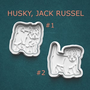 Husky Cookie Clay Cutter ~ Jack Russel Terrier Cutter ~ Dog Cookie Cutters and Stamps ~ Dog Polymer Clay Cutters ~ Gifts for Dog Lovers
