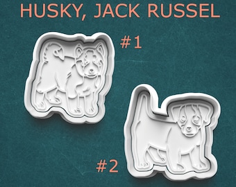 Husky Cookie Clay Cutter ~ Jack Russel Terrier Cutter ~ Dog Cookie Cutters and Stamps ~ Dog Polymer Clay Cutters ~ Gifts for Dog Lovers