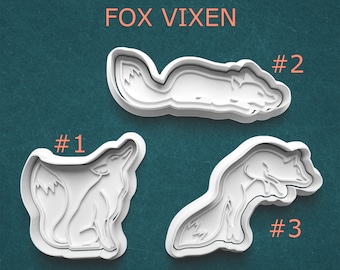 Fox Cookie Cutters ~ Vixen Cutter ~ Forest Animal Clay Cutter ~ Leaping Fox Polymer Clay Cutter ~ Cute Animal Cookie Cutter ~ Nature Cutter