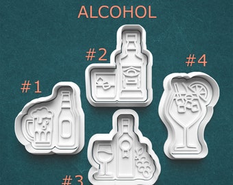 Alcohol Cookie Clay Cutters ~ Liquor Bottle Stamps ~ Wine Bottle Cookie Cutter ~ Beer Bottle Cookie Cutter Stamp ~ Cocktail Cutter Stamp