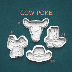 Western Cookie Cutter Set-Cowboy Hat, Saddle, Boot, Bull Skull Cutters - Rustic Ranch Party Baking Tools, Polymer Clay Cutter, Pottery Stamp