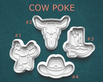 Western Cookie Cutter Set-Cowboy Hat, Saddle, Boot, Bull Skull Cutters - Rustic Ranch Party Baking Tools, Polymer Clay Cutter, Pottery Stamp