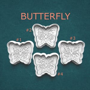 Butterfly Cookie Cutter and Stamp Set – Elegant Floral Wing Molds for Cookies, Fondant, Clay, and Pottery – 4 Delicate Butterfly Styles