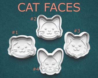 Cat Face Cookie Cutters Set ~ Cute Kitty Faces ~ Animal Cookie Cutters ~ Baking Supplies ~ Polymer Clay Cutter ~ Cat Breeds
